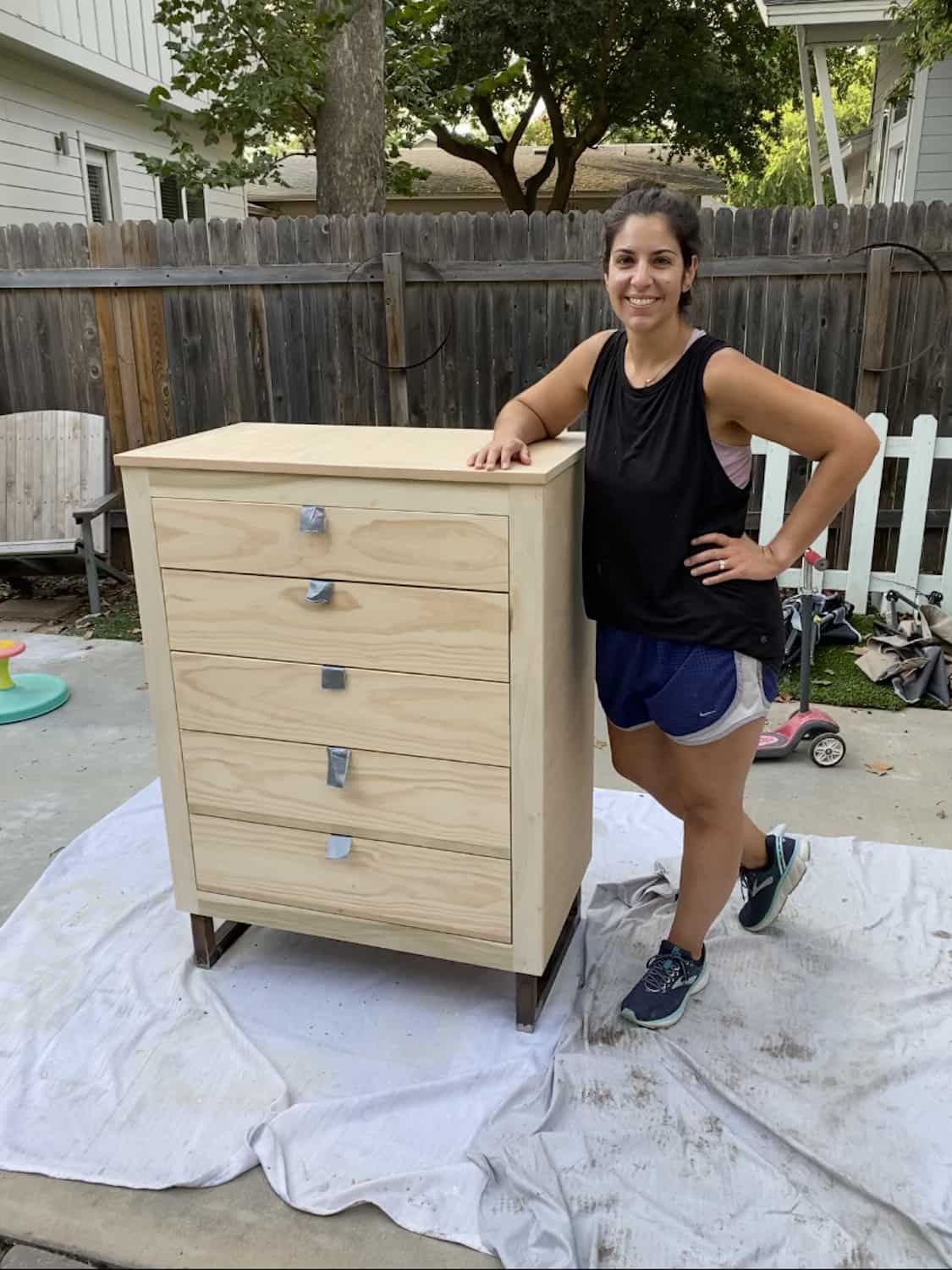 modern dresser makeover progress photo